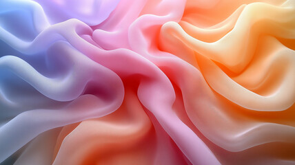Obraz premium Soft, flowing fabric in pastel colors of pink, orange, and purple creates dreamy, elegant texture