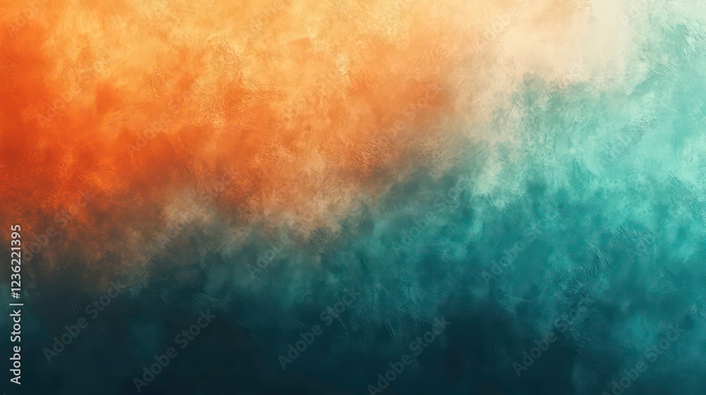 Poster abstract background with orange and teal smoky texture.