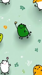 Happy Cartoon Animals in a Green Meadow