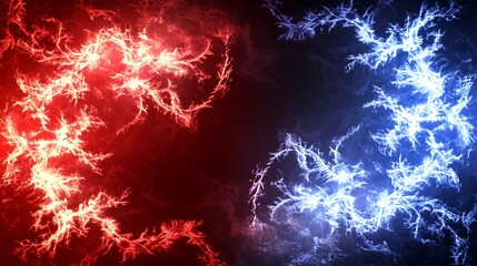 Fiery Red and Icy Blue Energy Forms Clashing