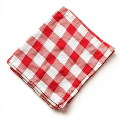 red and white checked napkin isolated on white background full depth of feild.