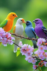 Fototapeta premium Colorful birds on branch