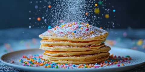 Stacked pancakes with sprinkles