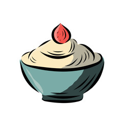 Delicious dessert with cream, fresh strawberries and whipped cream in a plate isolated on a white background. Perfect for stock images related to food, desserts and summer or gourmet treat concepts.