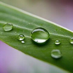 Drop of the water on a leaf Macro photo