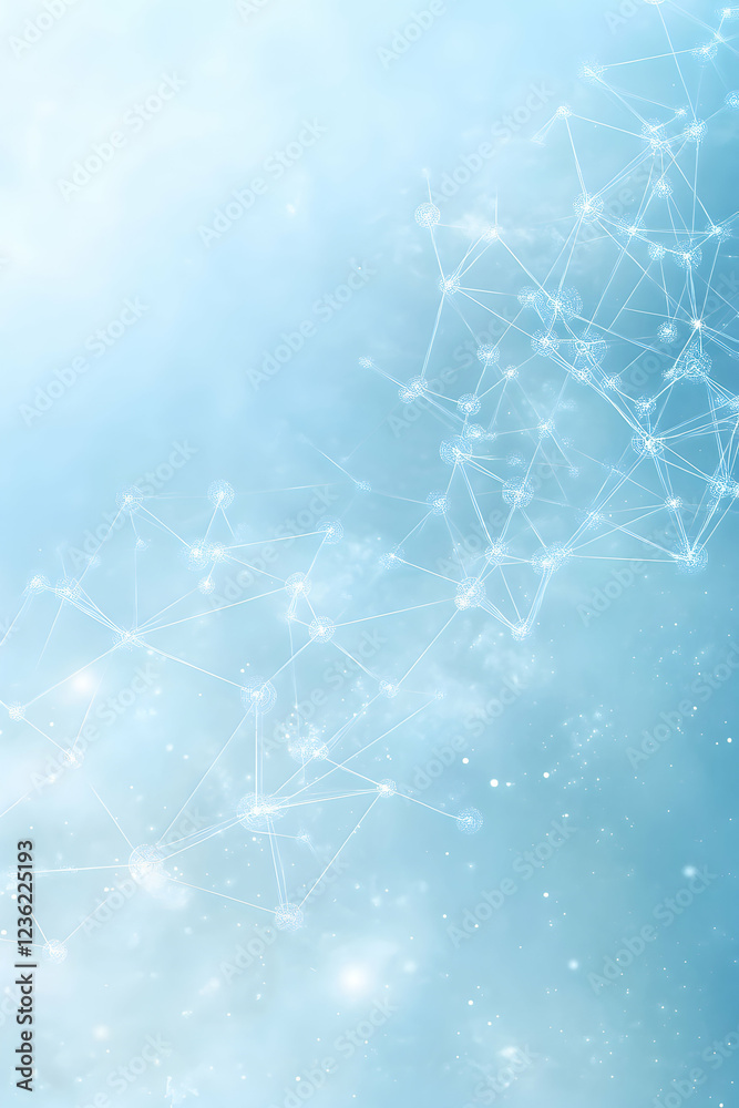 Wall mural soft blue background with abstract connections representing digital innovation and technology in a m