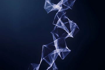 Ethereal wisps of translucent fabric swirl gracefully in dark space creating a mesmerizing visual effect