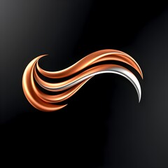 Sleek Metallic Wave with Copper and Silver Tones on a Black Background
