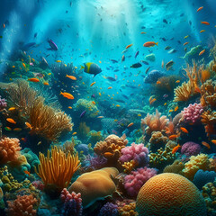 Naklejka premium coral reef with fish