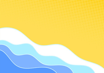 Summer background vector. Yellow sand and blue sea. Flat design style.