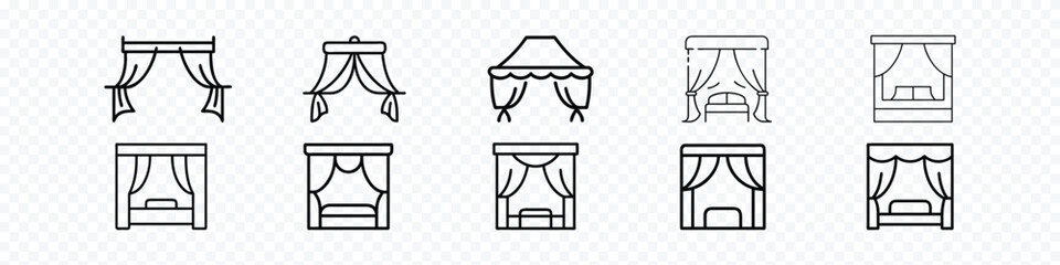 Bed Canopy line icon, canopy bed vector icon, Bed curtains outline vector icon
