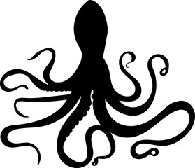 octopus silhouette on white background vector