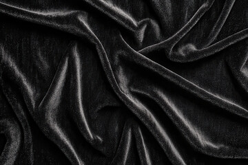Luxurious black velvet fabric with deep texture and soft sheen, perfect for elegant designs and decor. rich surface adds depth and sophistication to any project