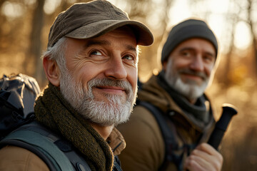 Fototapeta premium Friendly Senior Adventurers in Outdoor Setting 