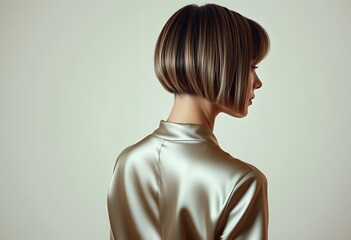 Chic Back Short Hair in a Classic Bob with Side Profile View