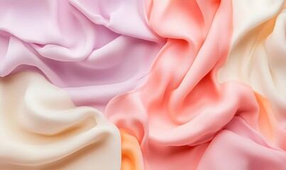 Obraz premium Pastel fabric texture, draped folds, soft colors, design background, textile industry