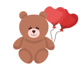 Cute of a beautiful teddy bear with baloons. Kids plush favorite cuddly toy