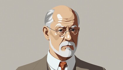 Stylized Illustration of Sigmund Freud: Pioneer of Psychoanalysis