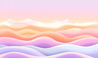Obraz premium Pastel mountainscape sunrise, calming landscape, serene background, ideal for wellness content