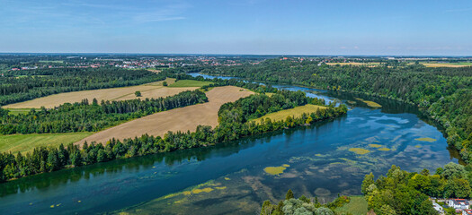 Das oberbayerische Lechtal bei Pitzling südlich von Landsberg aus der Vogelperspektive