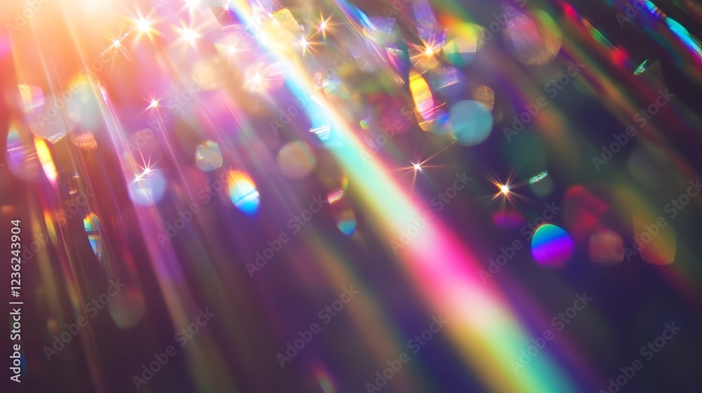 Aufkleber Abstract background with a dazzling display of radiant prismatic lights shimmering bokeh and mesmerizing flare effect  A dreamlike fantastical and ethereal visual experience