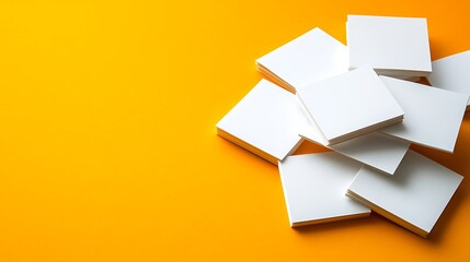 White blank square notepads on yellow background