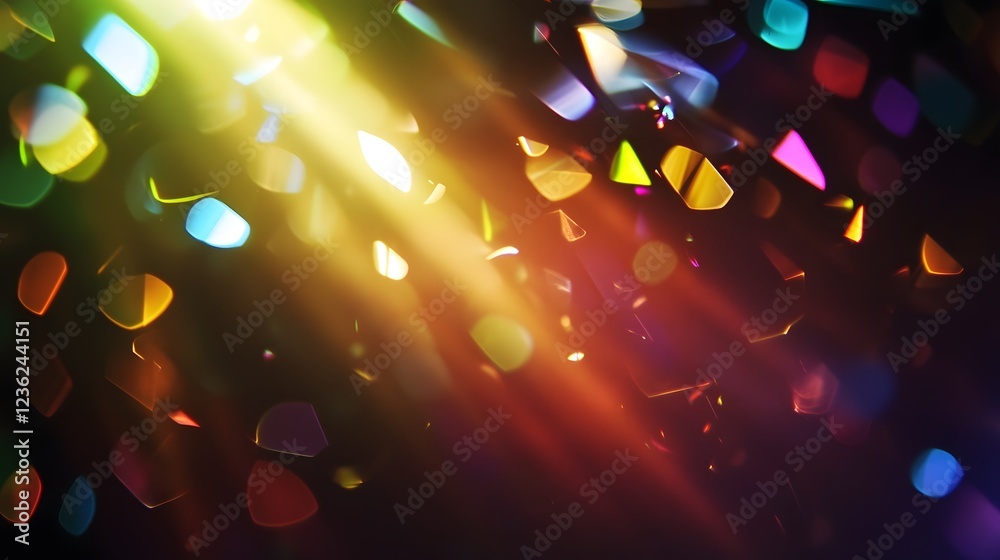 Leinwandbilder Captivating abstract image showcasing a vibrant kaleidoscope of luminous rays shimmering bokeh lights