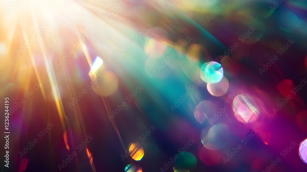 Poster Captivating abstract image showcasing dazzling multicolored rays of light bursting forth with a vibrant energy and radiant glow creating a mesmerizing and dynamic visual effect