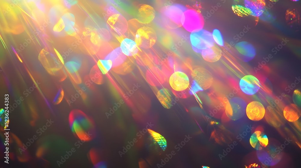 Poster Captivating image of vibrant kaleidoscopic light rays glittering reflections and shimmering patterns in a dynamic abstract background  Mesmerizing and transcendent energy creating a magical surreal