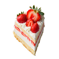 Strawberry Shortcake Slice on transparent background, Generative Ai
