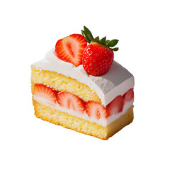 Strawberry Shortcake Slice on transparent background, Generative Ai