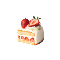 Strawberry Shortcake Slice on transparent background, Generative Ai