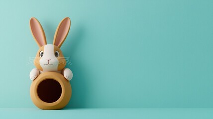 Obraz premium 3d cute bunny figurine minimalist design indoor decor vibrant background artistic perspective