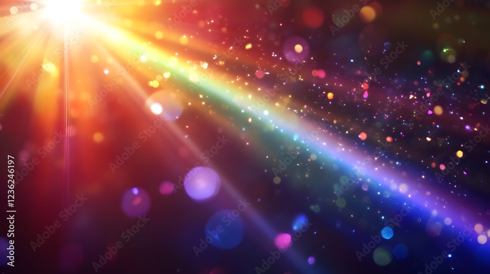 Poster cosmic starburst of vibrant radiant energy in a surreal galactic dreamscape with swirling rays of li
