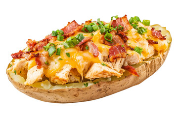 Loaded Baked Potato with Cheese, Bacon, and Chicken