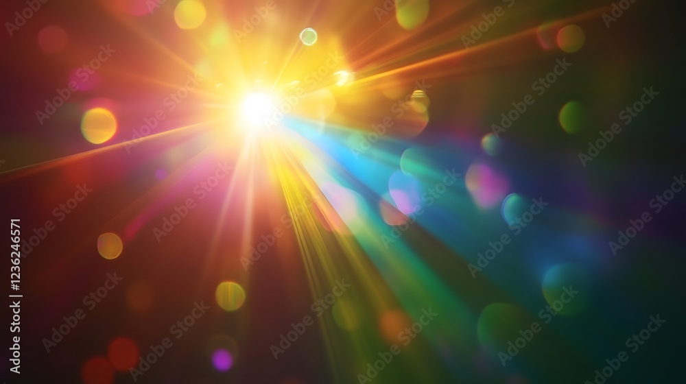 Poster Dazzling beam of luminous light radiating with brilliant energy creating a mesmerizing display of shimmering sparkle and vibrant luminescence