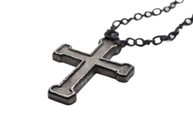 A Cross of Ashes A Symbolic Necklace of Black String Isolated On Transparent Background.
