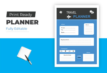 Fully Editable Print Ready Travel Planner Template for Planning