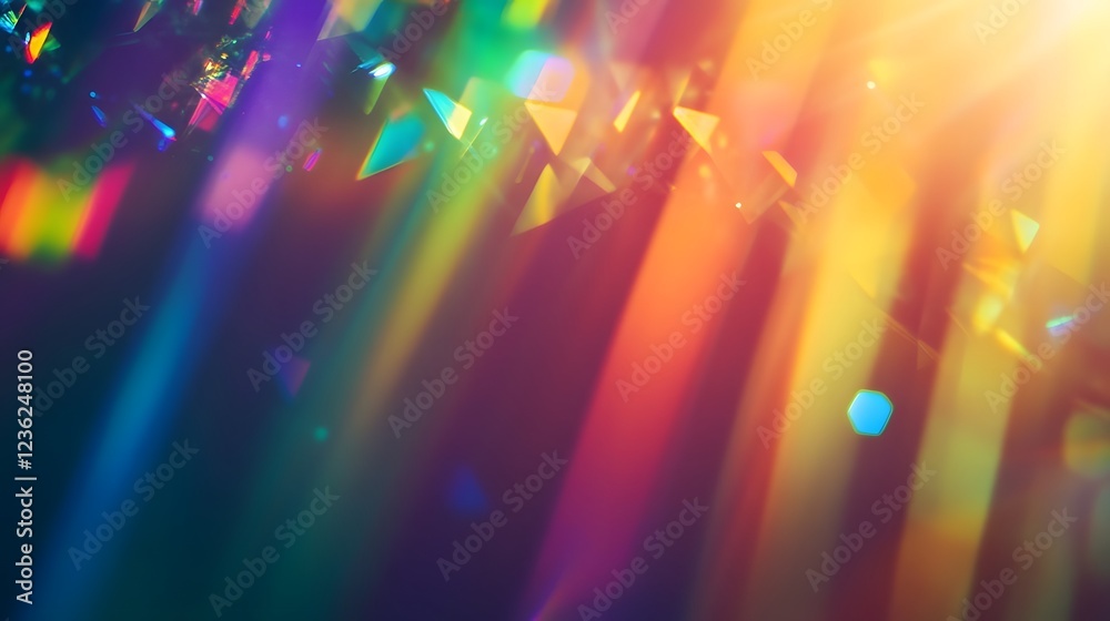 Poster Dramatic display of vibrant refractive light spectrum with rainbow colors and kaleidoscopic patterns  Captivating abstract and surreal digital art background