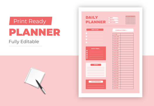 Daily Planner Template for Scheduling and Goal Setting