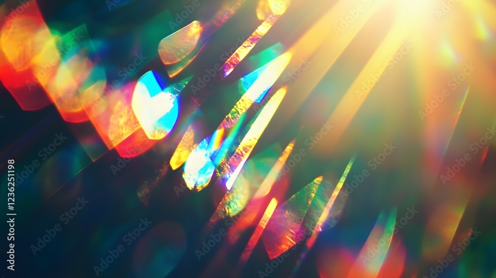 Fototapete mesmerizing abstract background with glowing iridescent and prismatic patterns created by the refrac