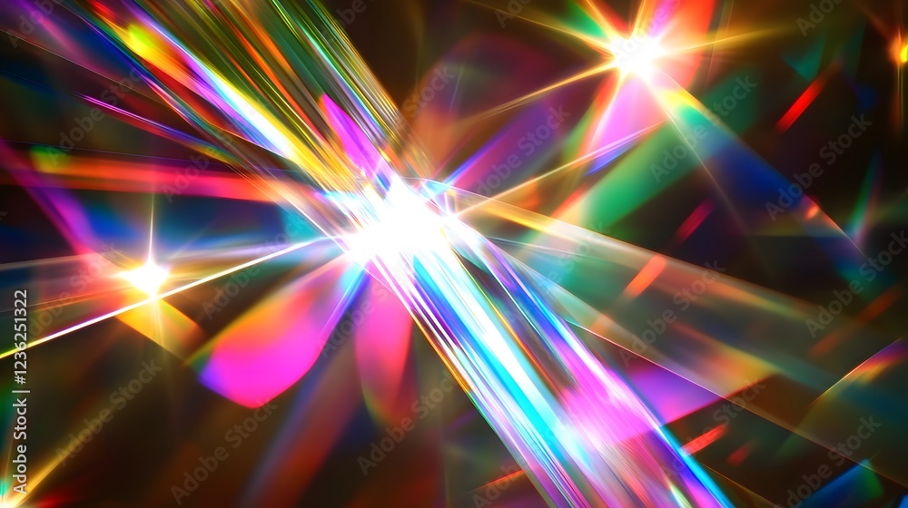 Fototapete Mesmerizing Burst of Colorful Light Explosion in Dynamic Motion   Abstract Luminous Waves of Energy Radiating Across the Frame in a Dazzling Prismatic Display