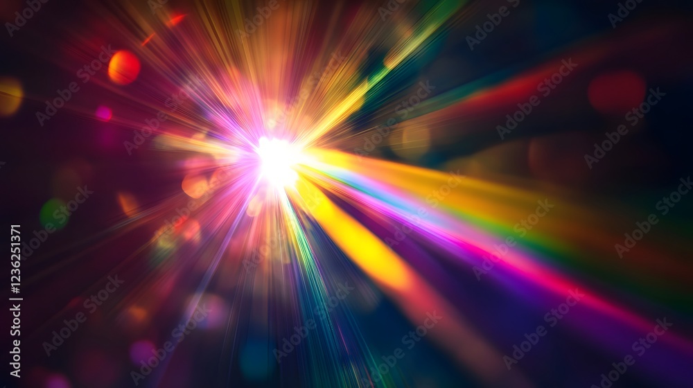 Aufkleber mesmerizing cosmic explosion of vibrant colorful lights bursting with radiant energy and dynamic pow