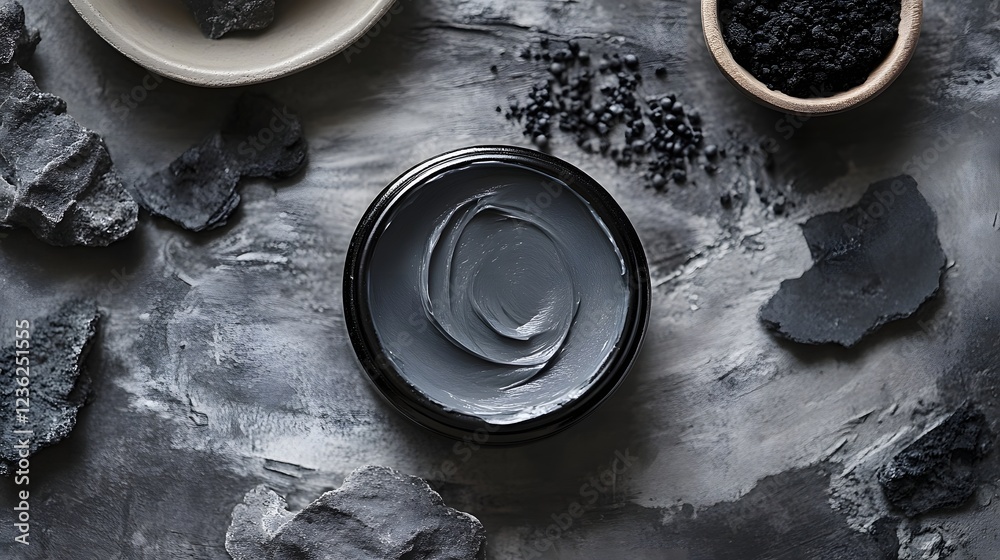Poster Mesmerizing monochromatic ceramic dish featuring a captivating spiral design  The minimalist abstract pattern creates a striking visual that evokes a sense of depth motion and harmony