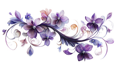 Obraz premium The Elegance of a Purple Floral Women's Day Greeting Card Isolated On Transparent Background.