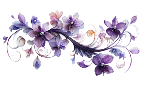 The Elegance of a Purple Floral Women's Day Greeting Card Isolated On Transparent Background.