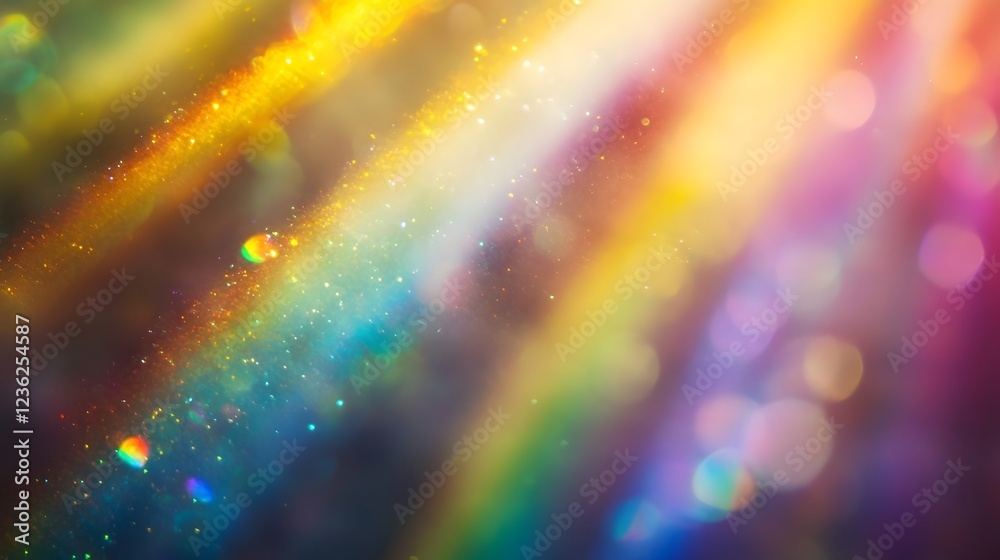 Poster Vibrant Colorful Glittering Light Patterns and Sparkling Abstractions in a Blurry Luminous Background  Dynamic and mesmerizing abstract texture with prismatic rainbow effects