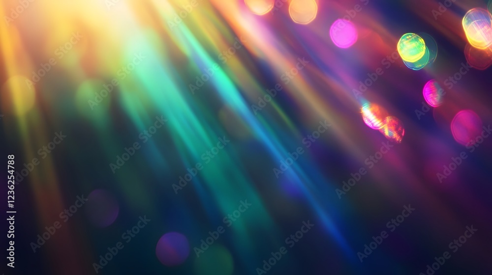 Poster Vibrant colorful light rays creating a dynamic abstract digital art backdrop with glowing ethereal gradient patterns and a mesmerizing futuristic visual effect  This captivating