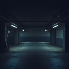 dark liminal space garage interior