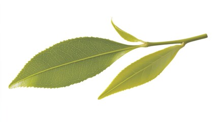 Obraz premium Fresh Green Leaves Isolated on White Background for Nature Concepts